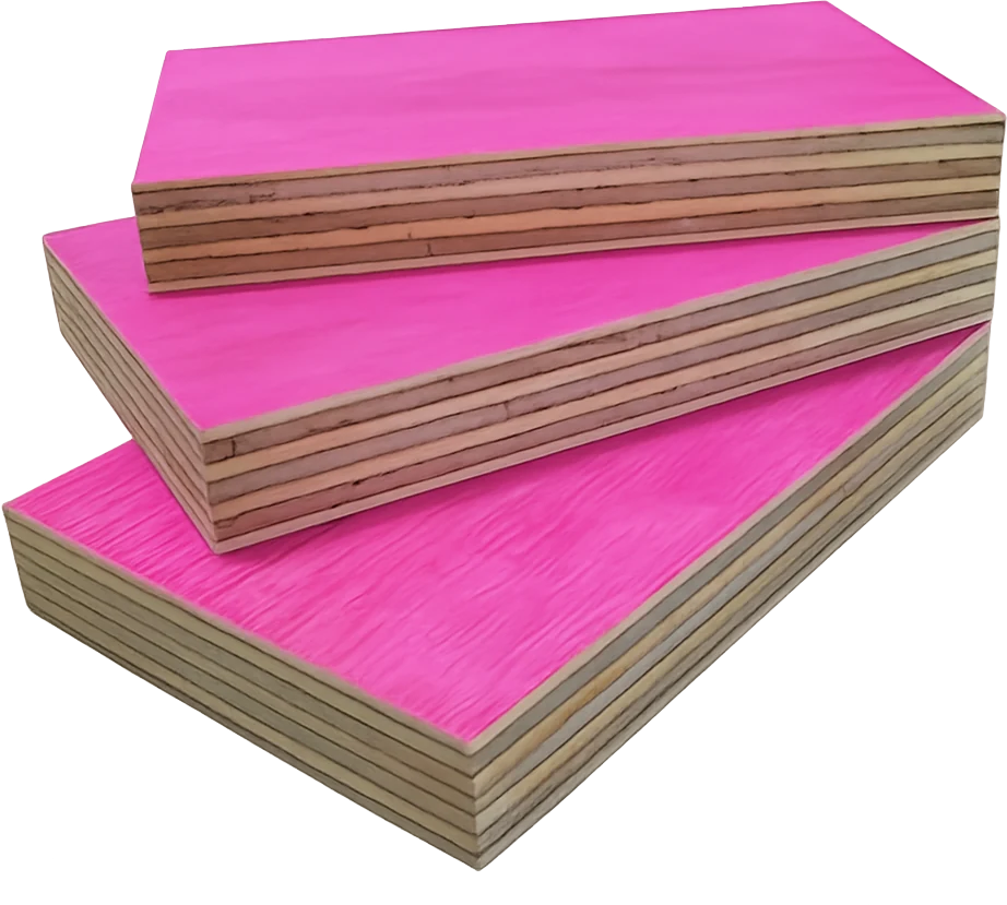 Chapas de madeirite resinado com face rosa para construção civil